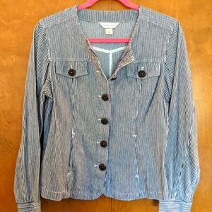 Christopher & Banks Navy/White Pinstriped Jacket
